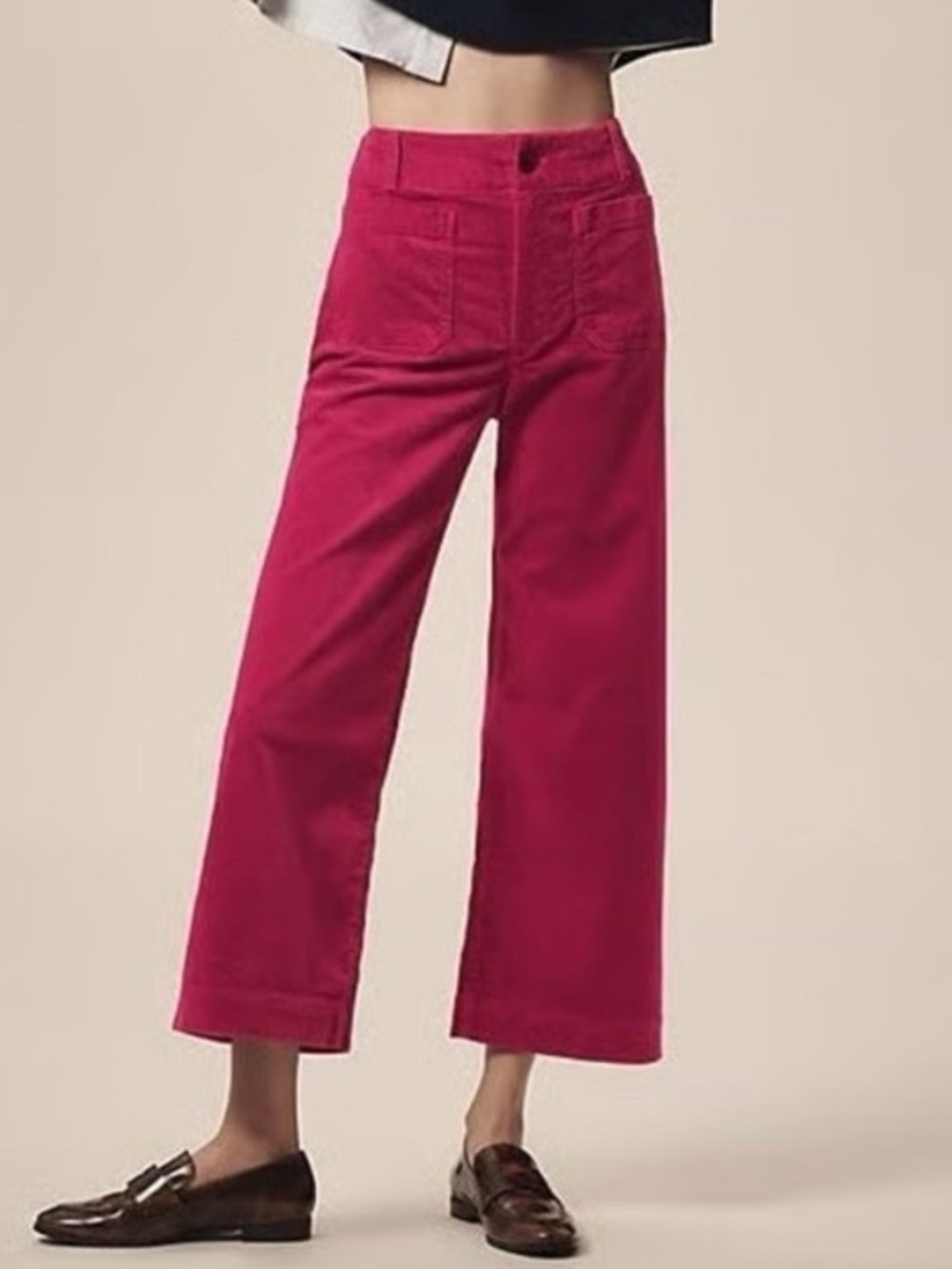 Maeve The Colette Raspberry Wide-Leg Corduroy Pants